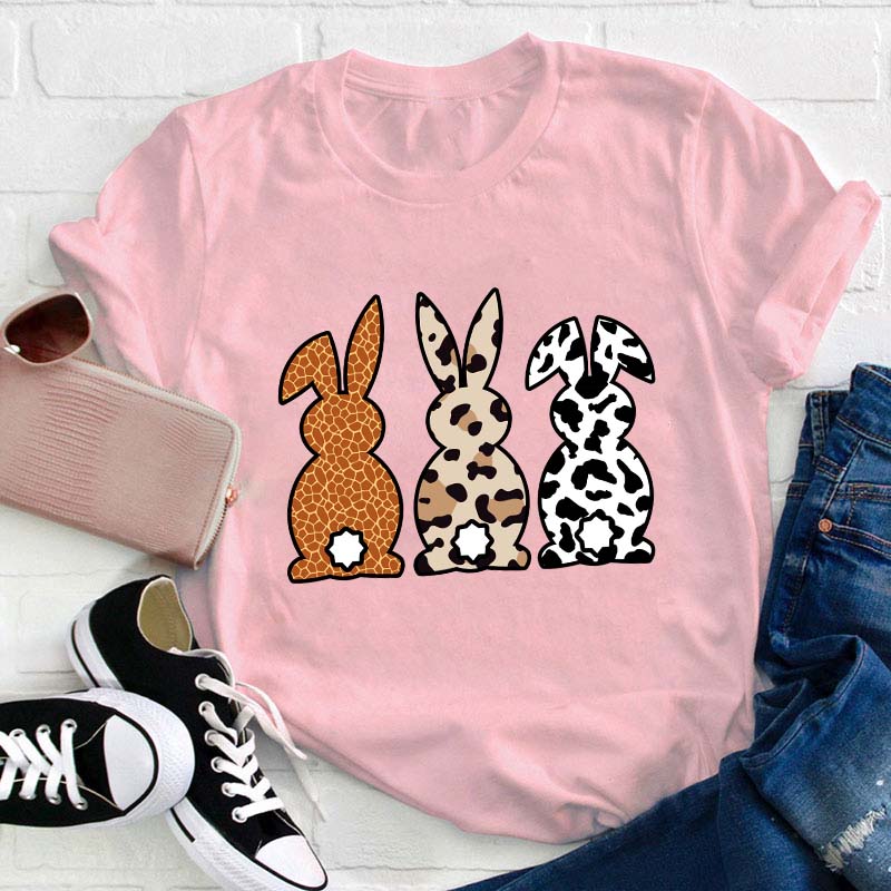 Leopard Bunnies Teacher T-Shirt
