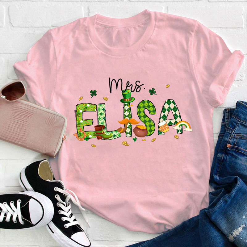 Personalized St Patricks Day Name Teacher T-Shirt