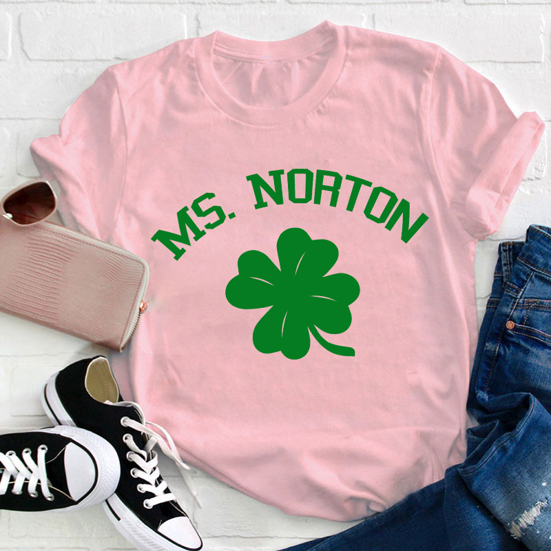 Personalized Shamrock St Patrick's Day Teacher T-Shirt