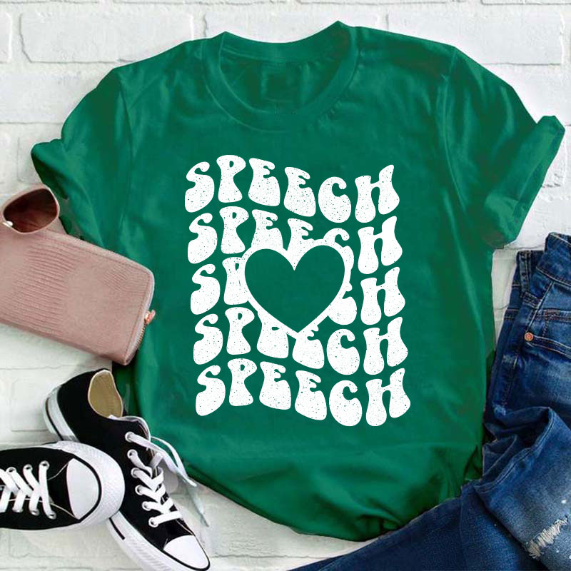 Speech Speech Love Heart Teacher T-Shirt