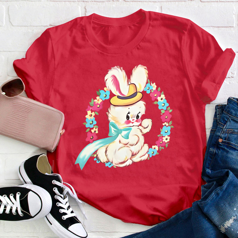 Cute Retro Easter Bunny Teacher T-Shirt