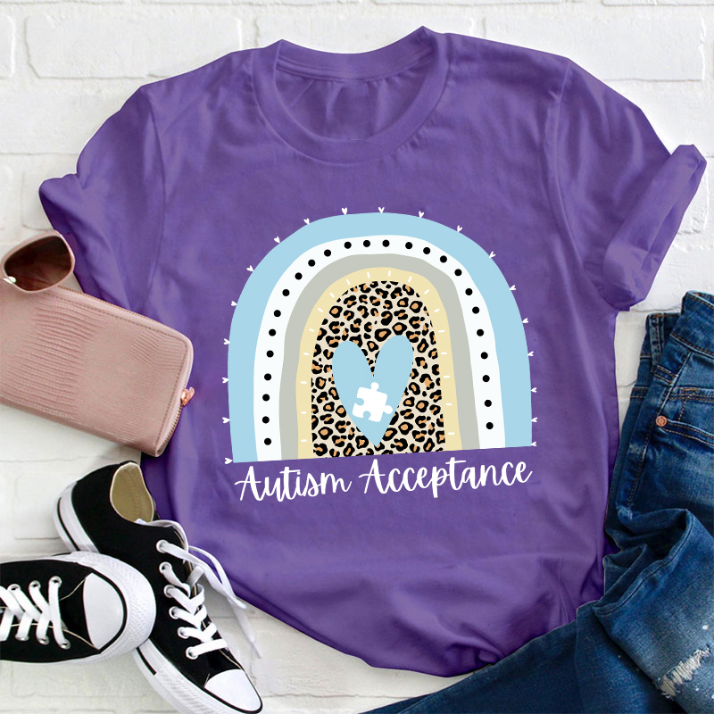 Autism Acceptance Rainbow Teacher T-Shirt
