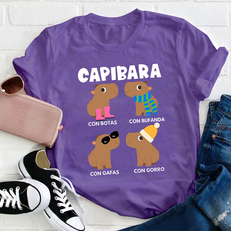 Funny Capybara Spanish Teacher T-Shirt