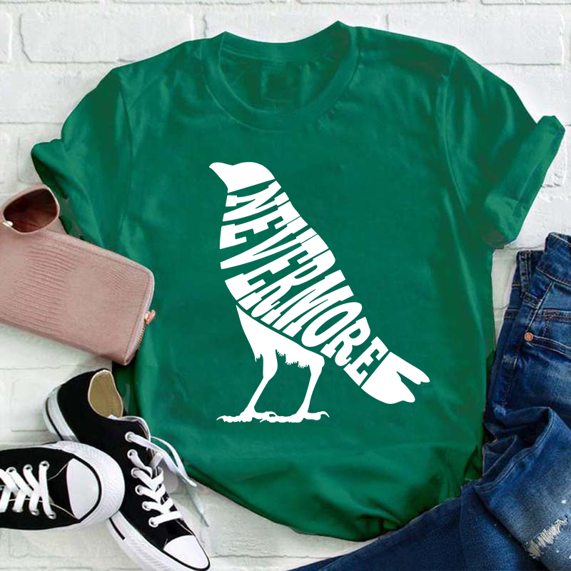 Crow Edgar Allan Poe Nevermore Teacher T-Shirt