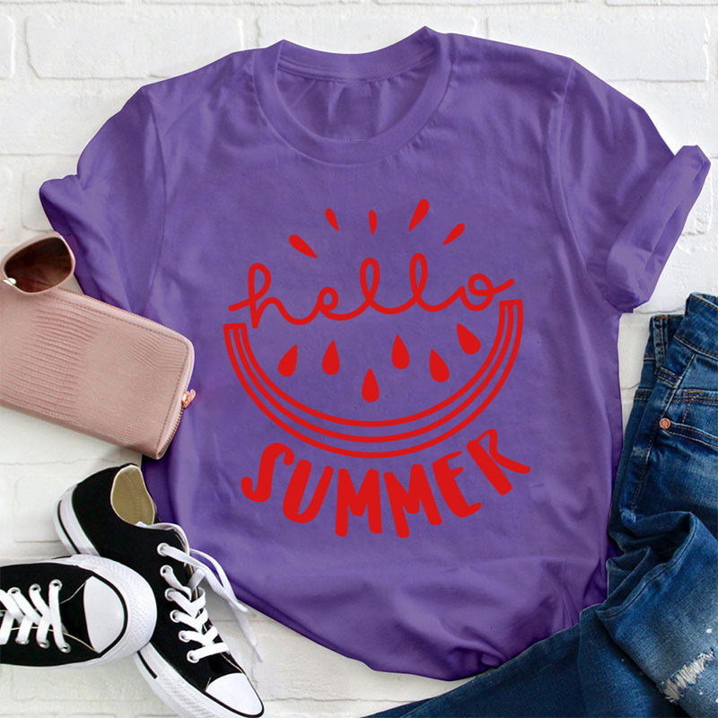 Watermelon Hello Summer Teacher T-Shirt
