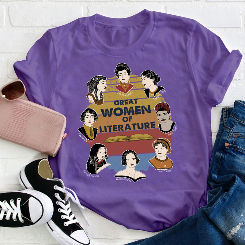 Retro Style Great Women Of Literature Teacher T-Shirt