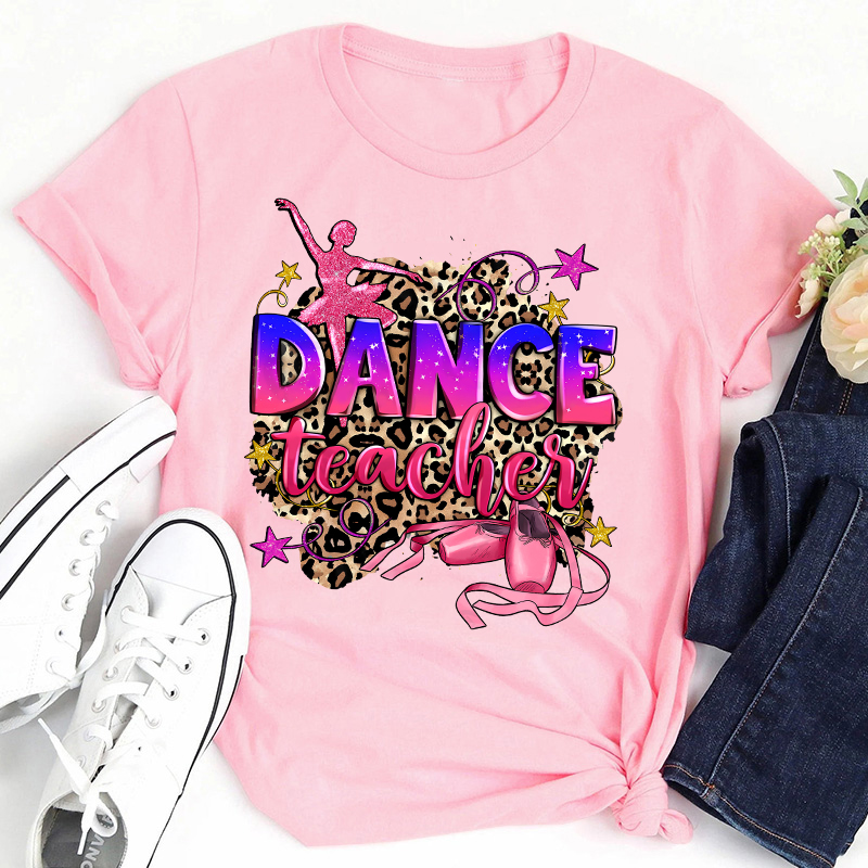 Leopard Print Pink Dance Teacher T-Shirt