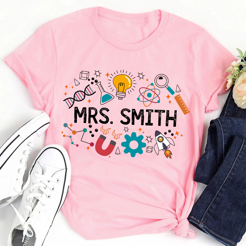 Personalized Science Vibes Teacher T-Shirt