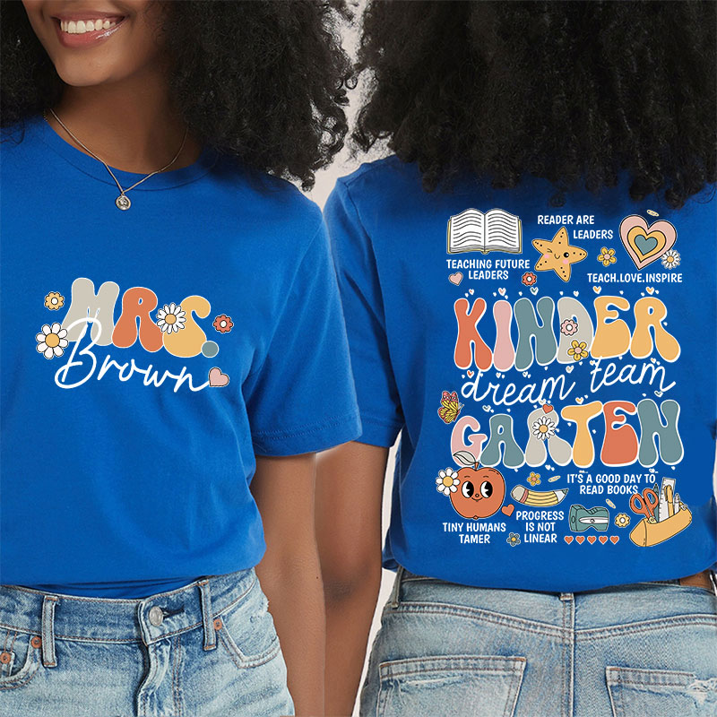 Personalized Teacher's Name And Grade Dream Team Teacher Two Sided T-Shirt