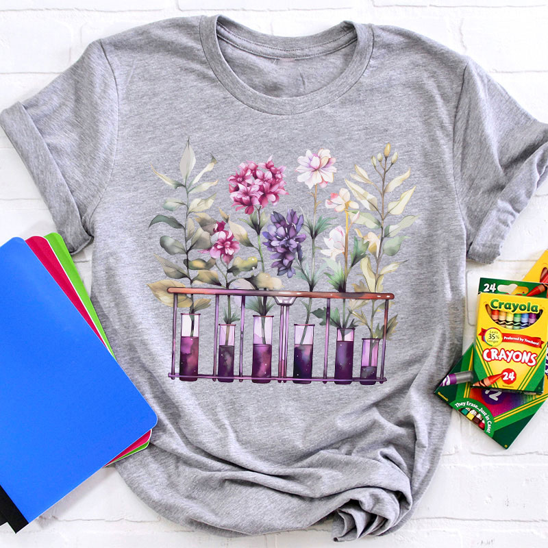 Chemistry Lab Science Flower Teacher T-Shirt