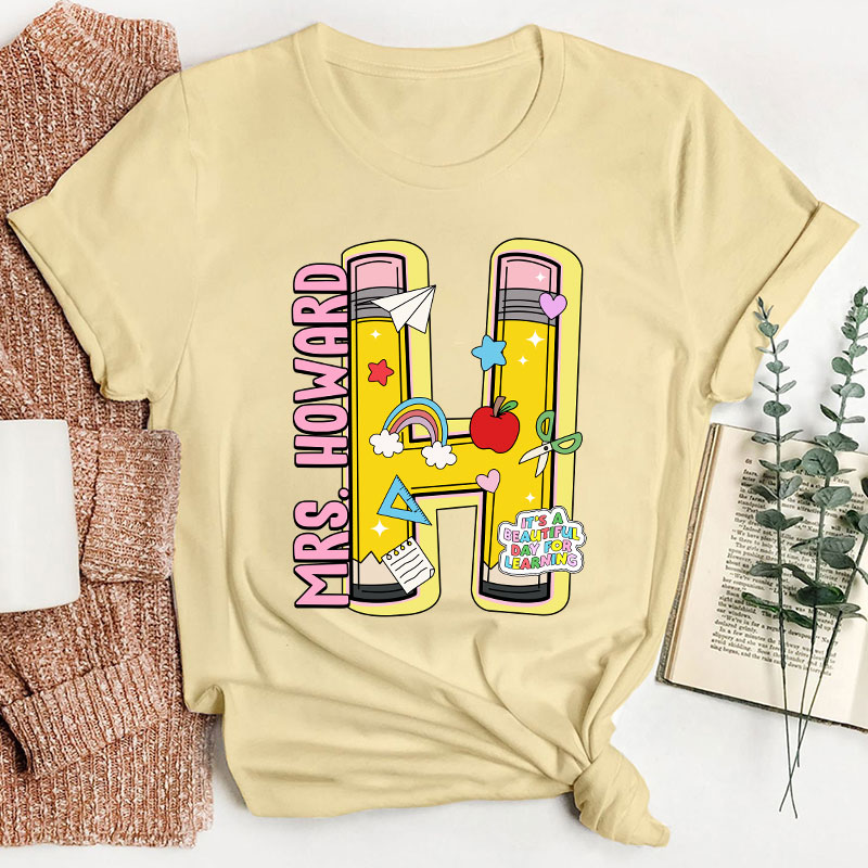 Personalized Funny Letter Back To School Name Teacher T-Shirt