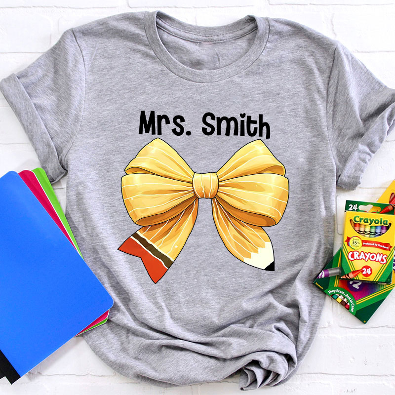 Personalized Name Teacher Bow Teacher T-Shirt
