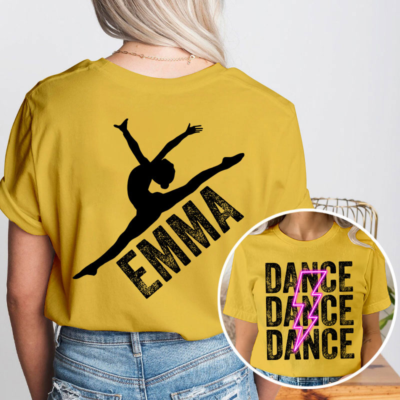 Personalized Pink Lighting Dance Teacher Two Sided T-Shirt