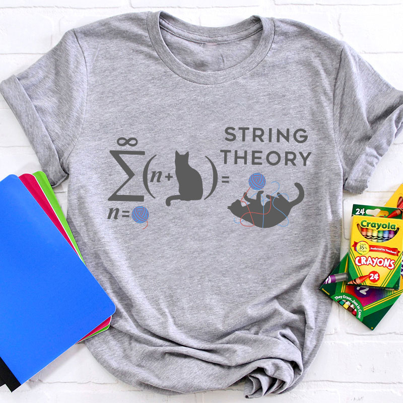 String Theory Cat Playing With Yarn Teacher T-Shirt