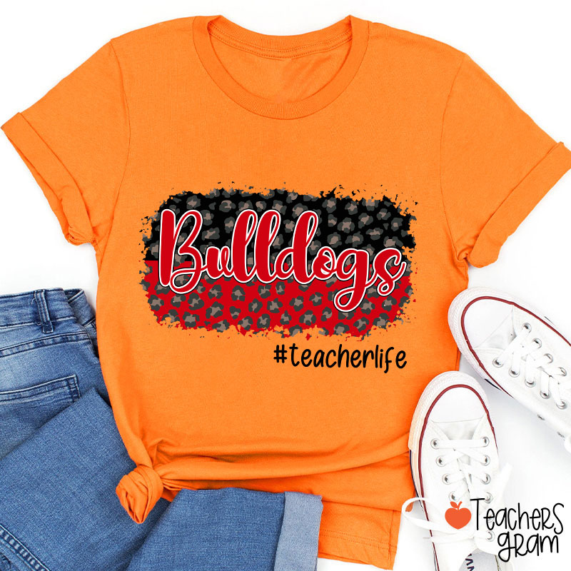 Personalized School Mascot And Hashtag Colorful Leopard Teacher T-Shirt