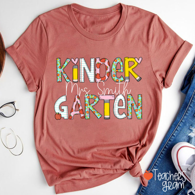 Personalized Natural Flowers Grade Teacher T-Shirt