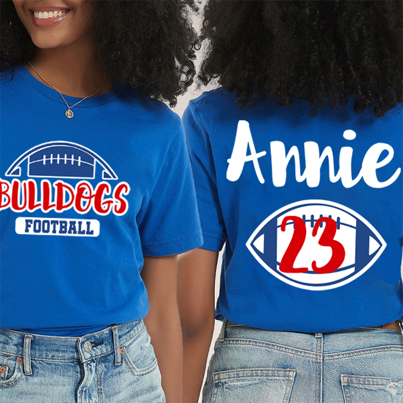 Personalized Mascot Sport Your Name And Number Game Day Teacher Two Sided T-Shirt