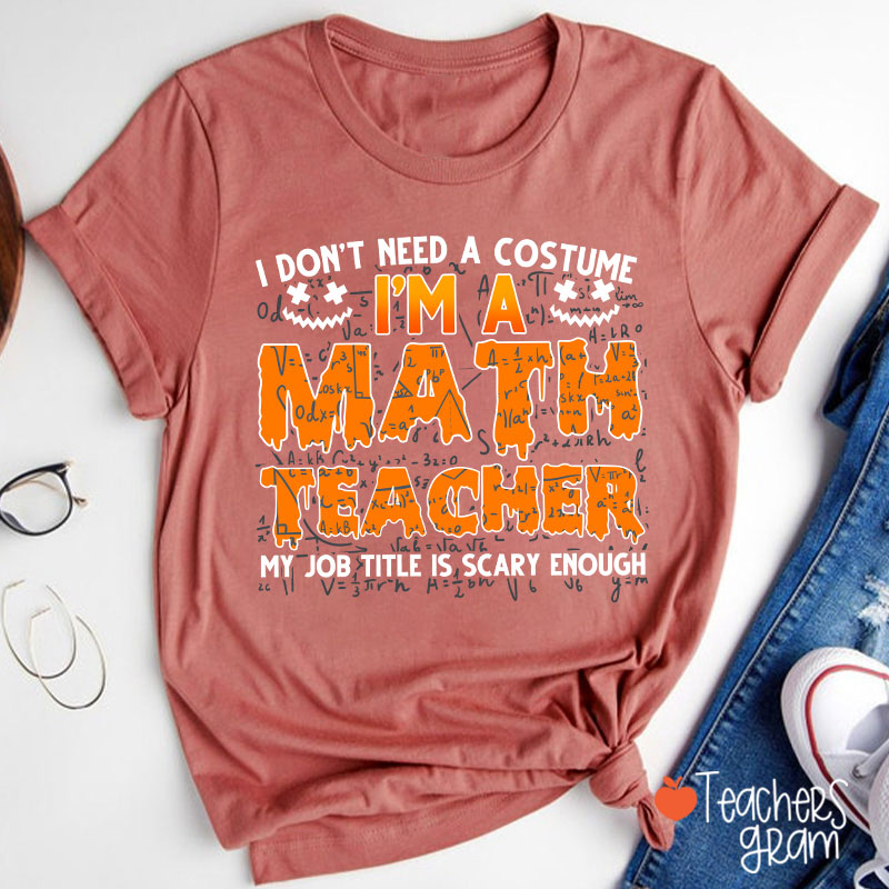 I Don’t Need A Costume I’m A Math Teacher Halloween Teacher T-Shirt