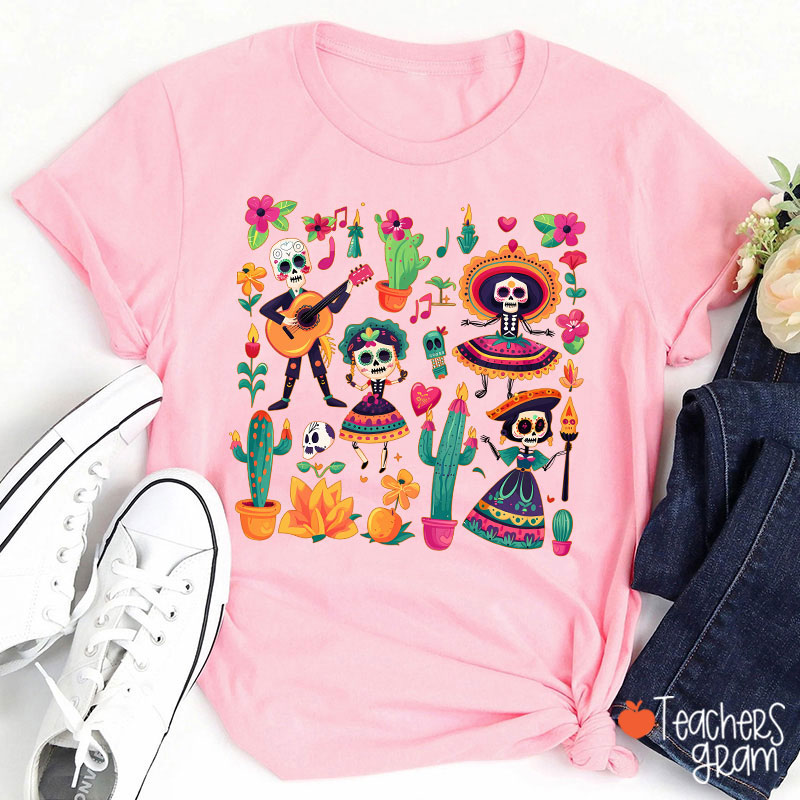 Day Of The Dead Floral Spanish Teacher T-Shirt
