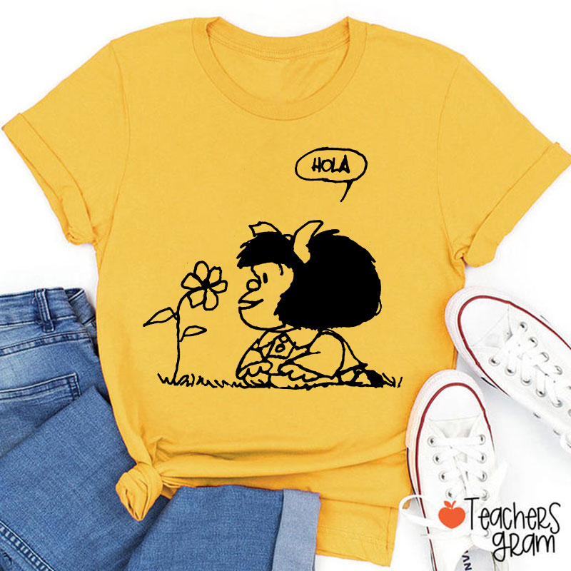Hola Flower Spanish Teacher T-Shirt
