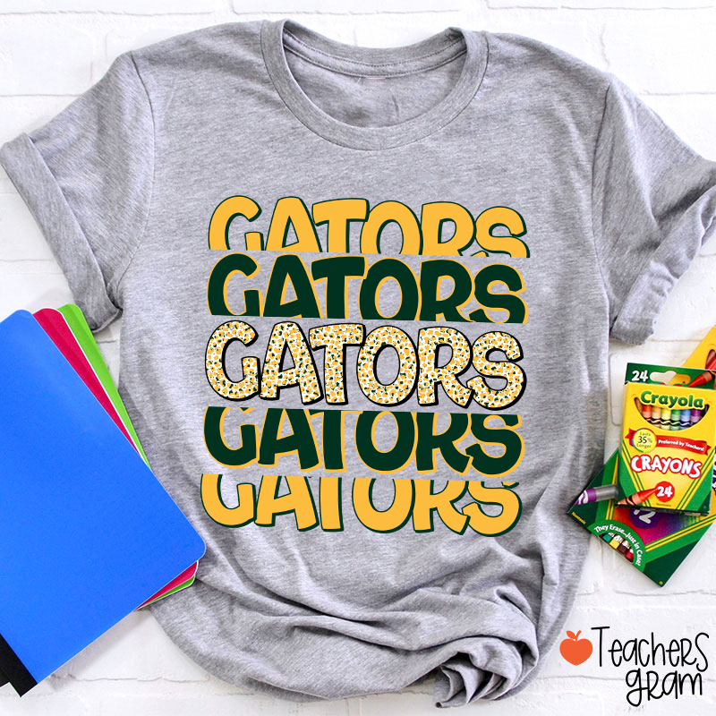 Personalized Mascot Leopard Fonts School Spirit Teacher T-Shirt