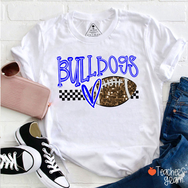 Personalized Mascot And Sport Checkered Love Heart Teacher T-Shirt