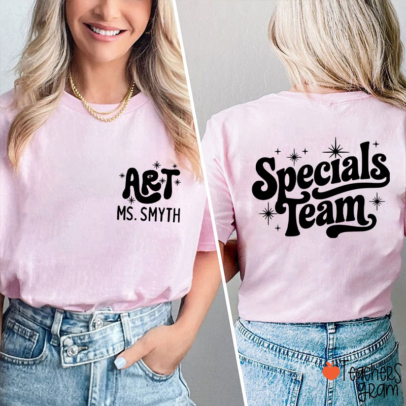 Personalized Suject And Name Specials Team Teacher Two Sided T-Shirt