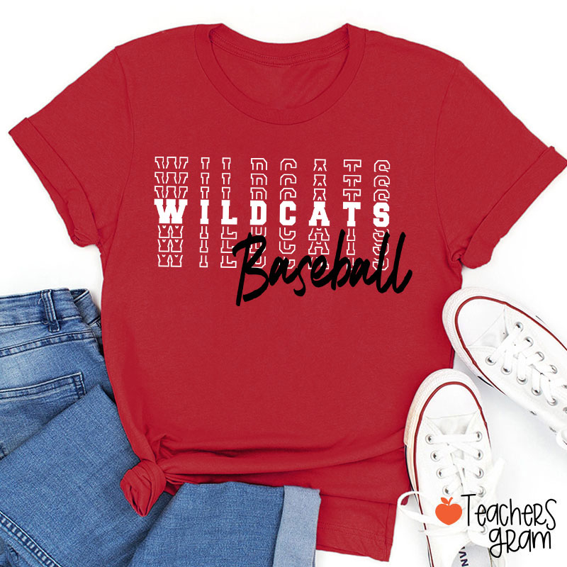 Personalized Mascot Text Stacking Teacher T-Shirt