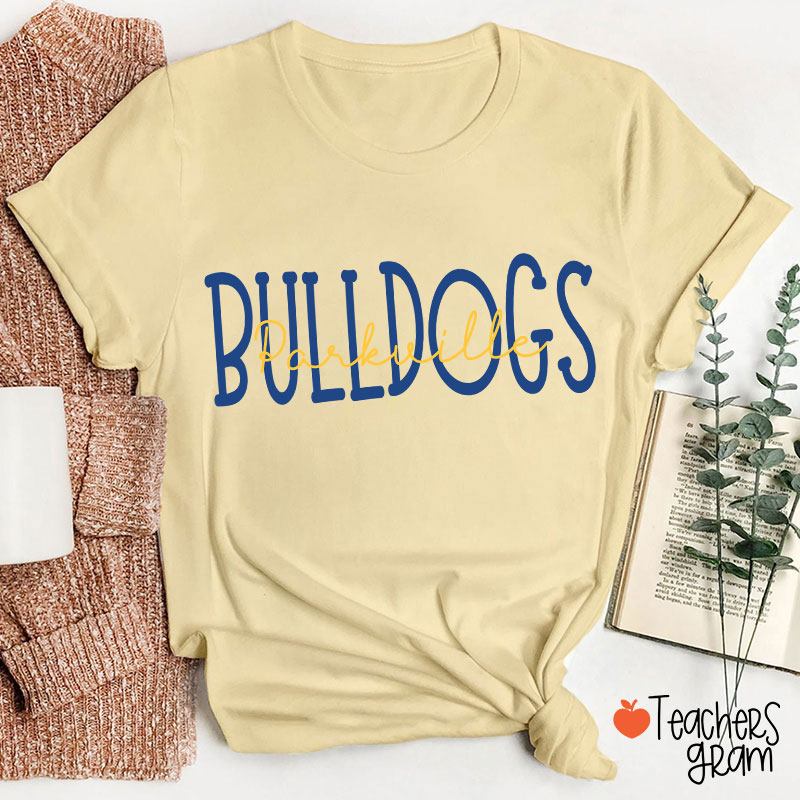 Personalized Mascot School Spirit Simple Contrasting Color Design Teacher T-Shirt