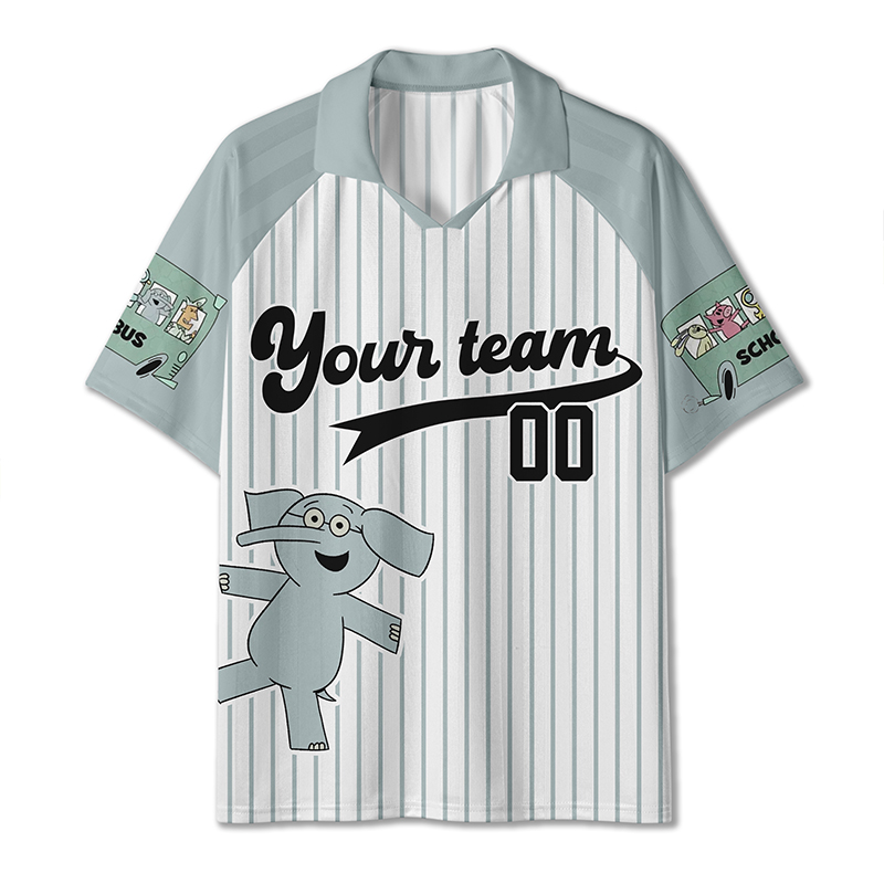 Personalized Team Name And Number Cute Elephant Teacher Collar Jersey