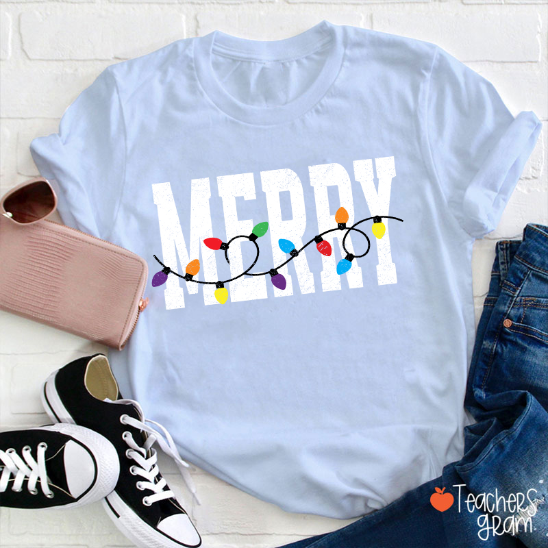 Merry Christmas Lights Teacher T-Shirt