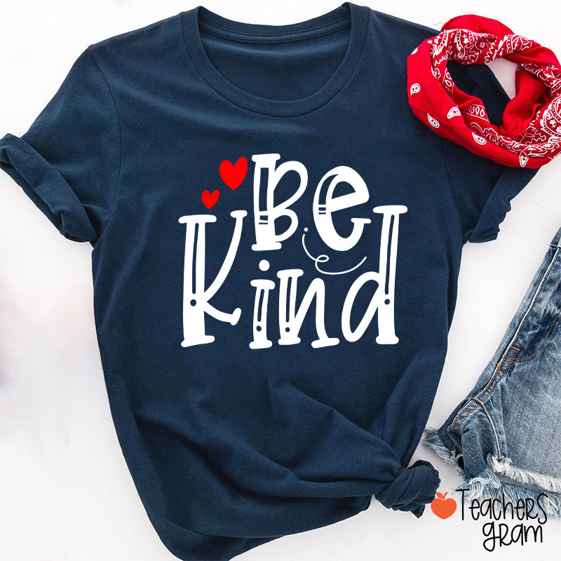 Be Kind Red Heart Teacher T-Shirt