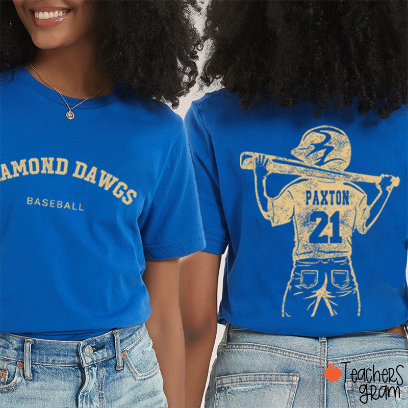 Personalized Baseball Mom Teacher Two Sided T-Shirt