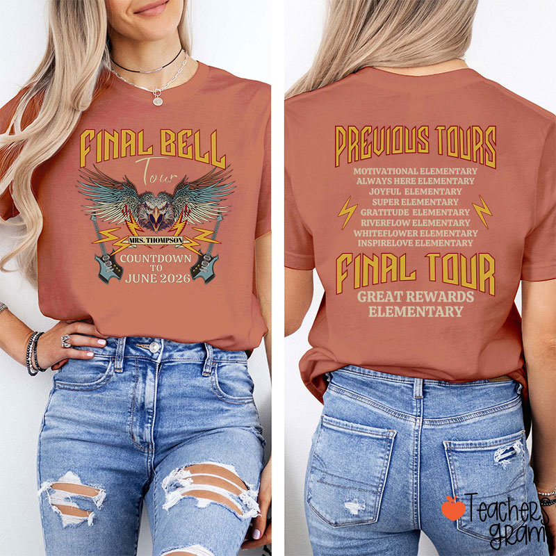 Personalized Funny Retirement Countdown Teacher Two Sided T-Shirt