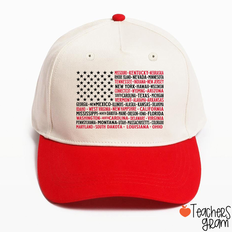 Vintage American Flag 4th Of July Teacher Baseball Cap