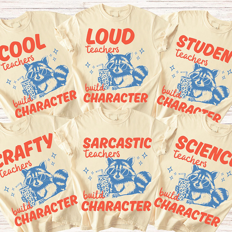 Personalized Text Retro Raccoon Teacher T-Shirt