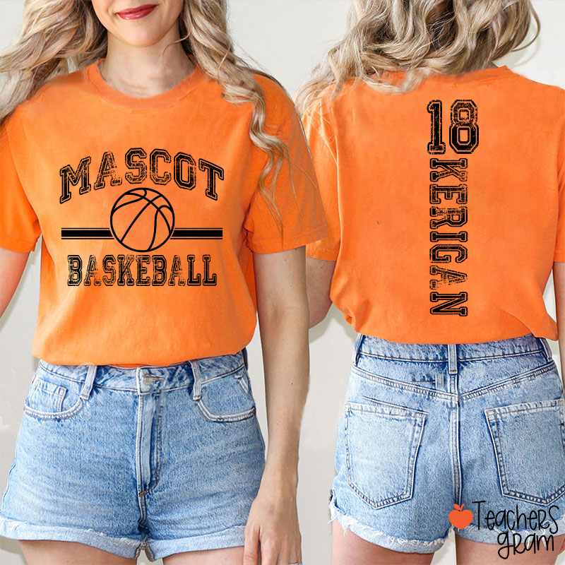 Personalized Mascot Vintage Sport Theme Teacher Two Sided T-Shirt