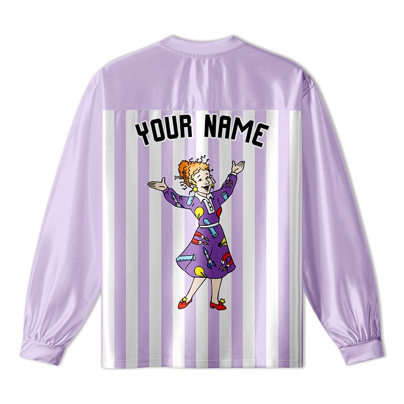 Personalized Team Name And Number Cartoon Girl Teacher Long Sleeve Jersey
