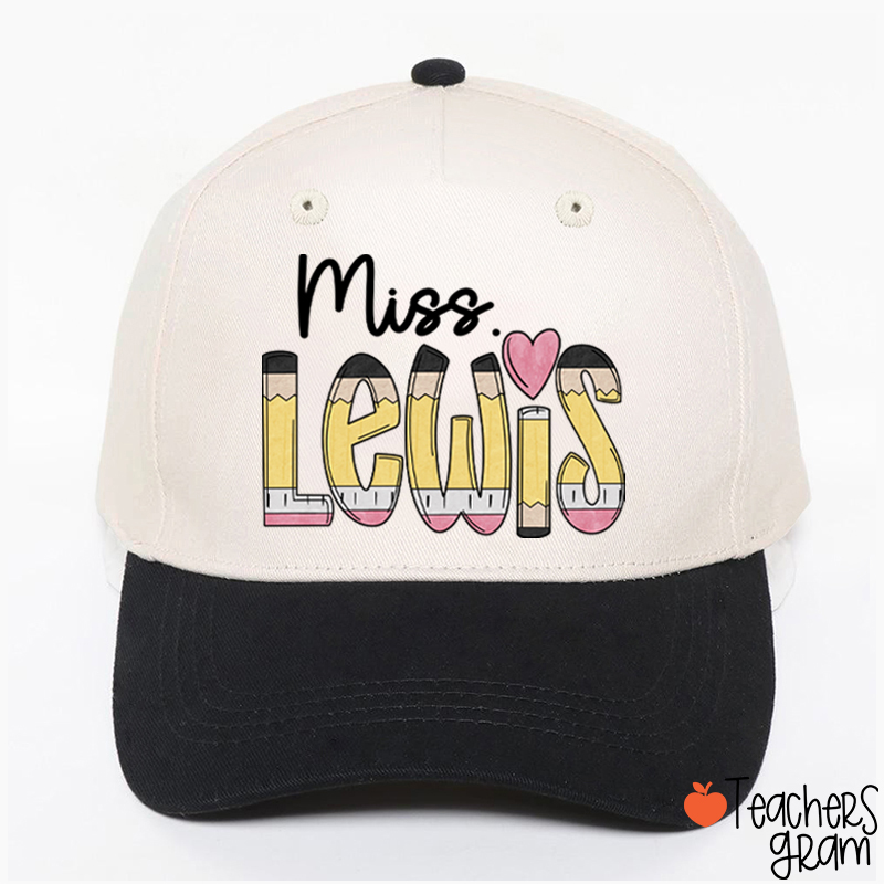 Personalized Pencil Name Teacher Baseball Cap