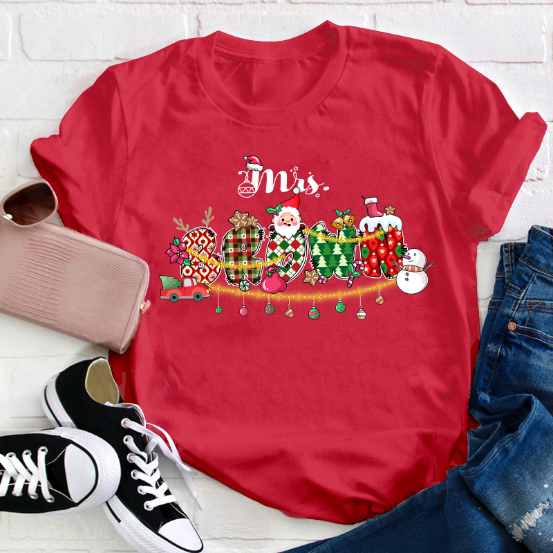 Personalized Name Merry Teacher T-Shirt