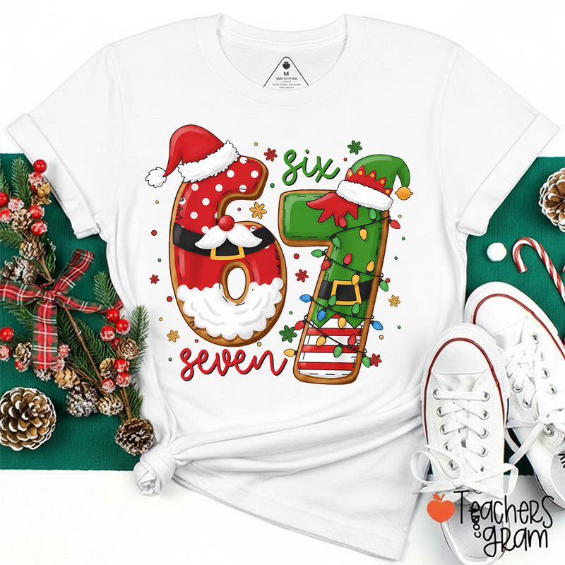 Funny Santa And Elf 67 Meme Teacher T-Shirt