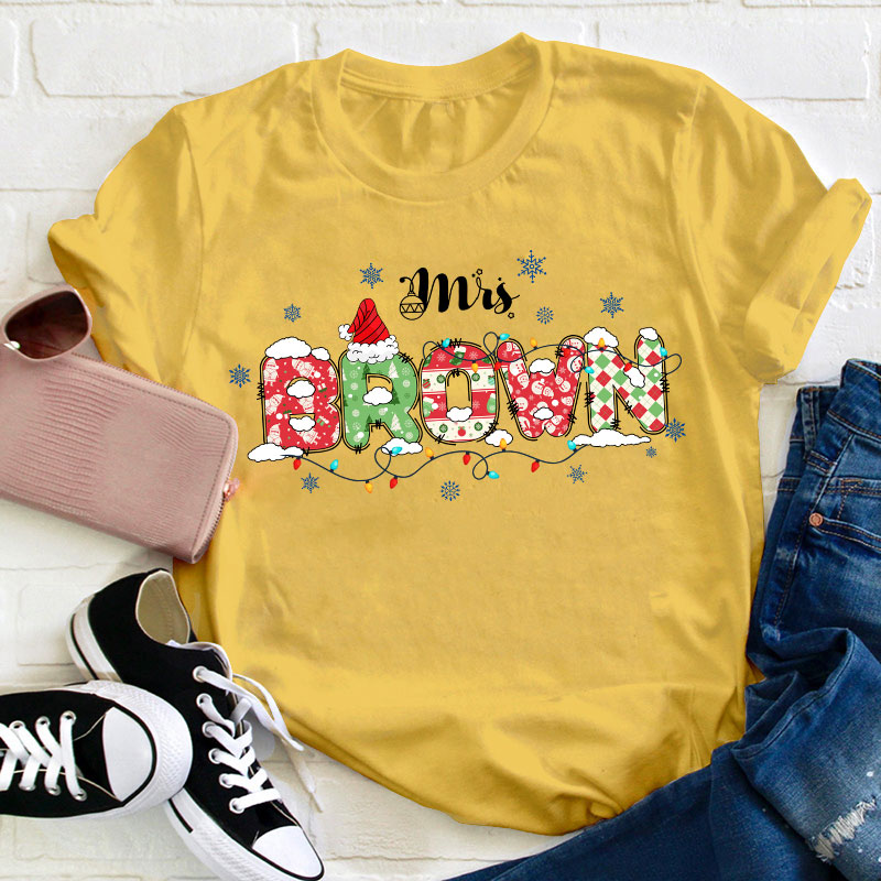 Personalized Name Ho Ho Ho Teacher T-Shirt