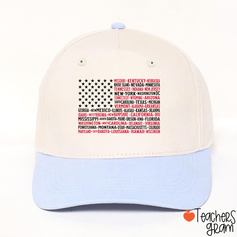 Vintage American Flag 4th Of July Teacher Baseball Cap
