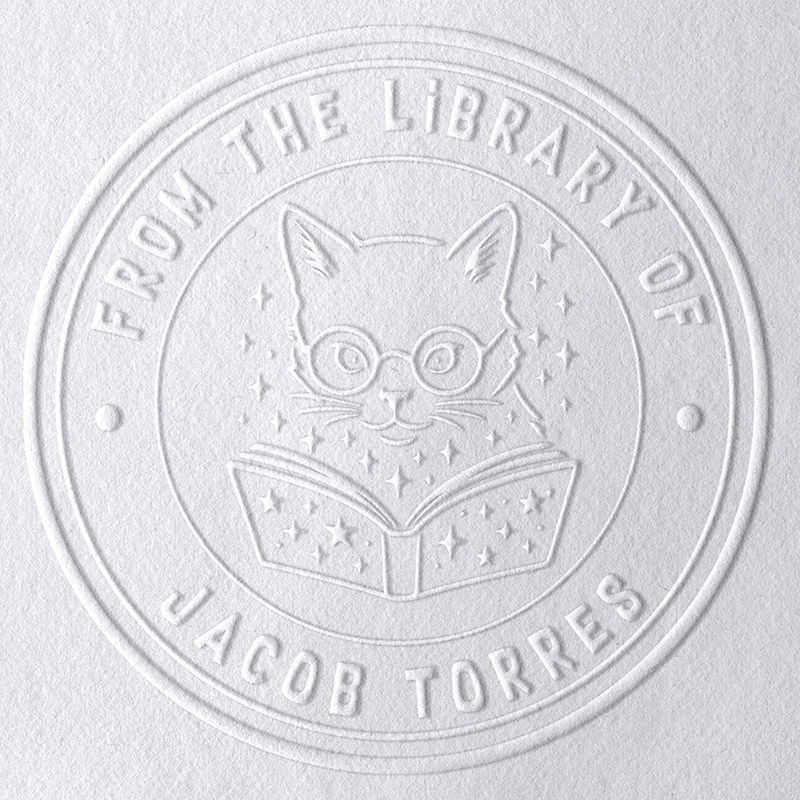 Personalized From The Library Cat Reading Book Teacher Embosser