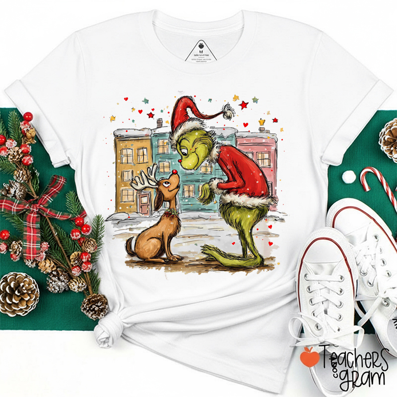 Retro Mean Guy Holiday Character Teacher T-Shirt