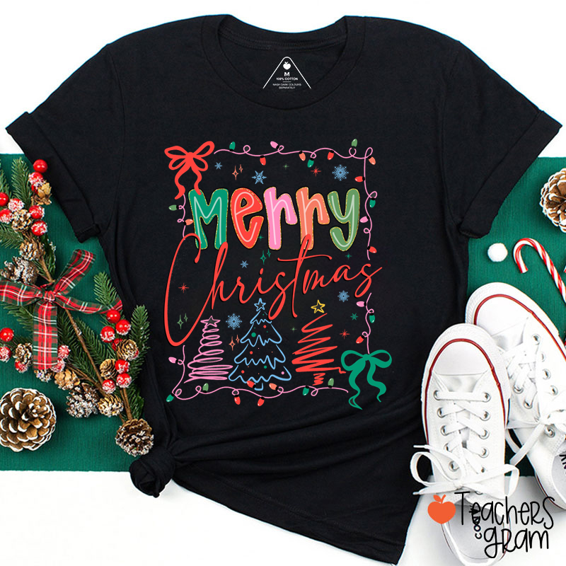Coquette Merry Christmas Teacher T-Shirt