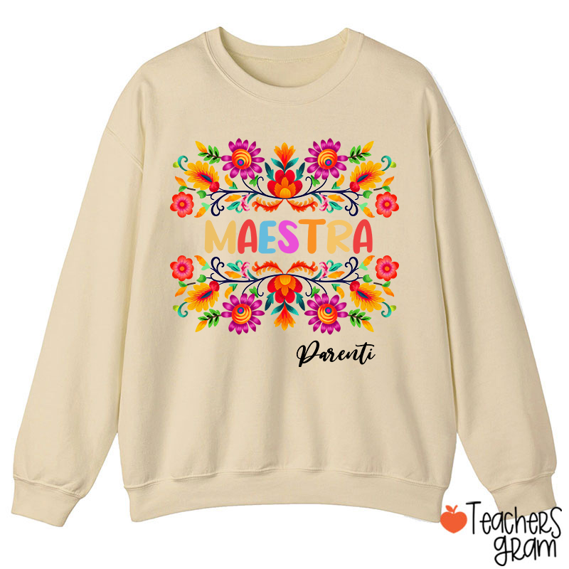 Personalized Name Maestra Teacher Sweatshirt