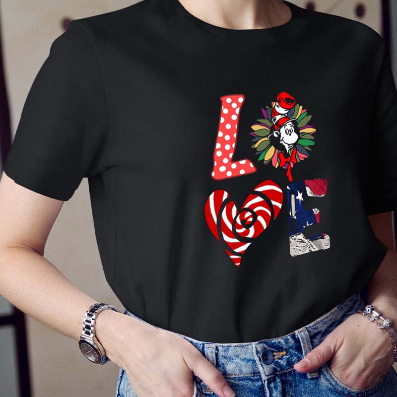 Love Cat In The Hat Teacher T-Shirt