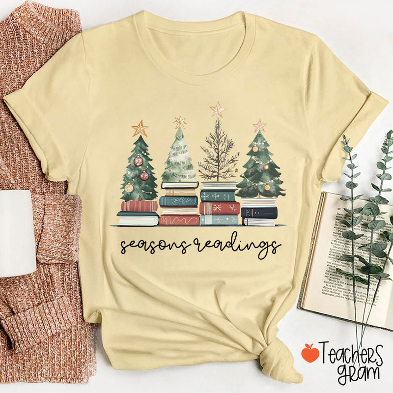 Bookish Christmas Seasons Readings Teacher T-Shirt