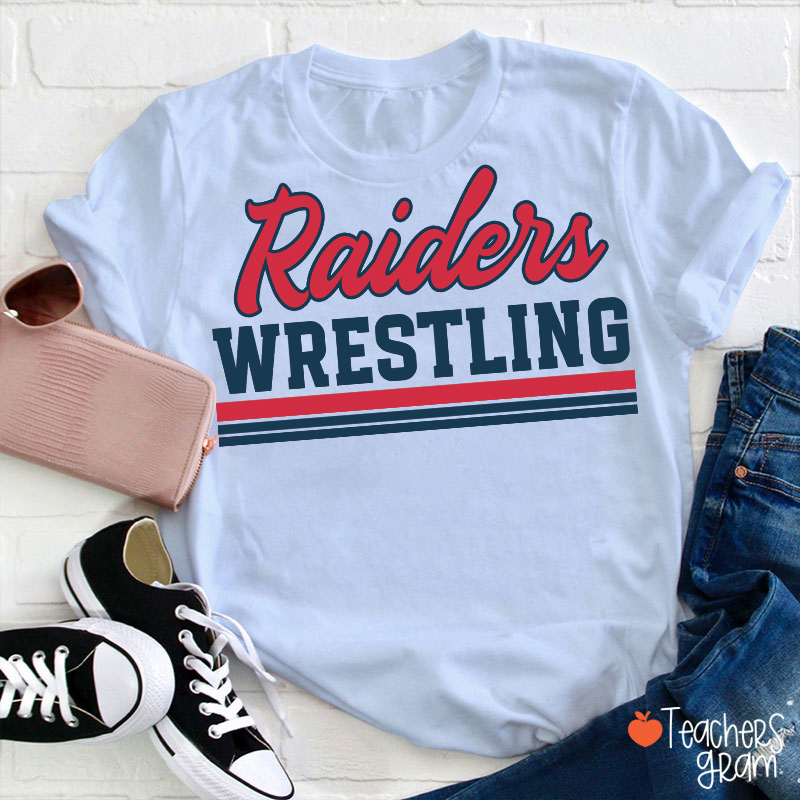 Personalized Mascot And School Name Contrasting Lines Teacher T-Shirt